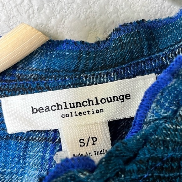 Lori Plaid Flutter Sleeve Babydoll Blouse In Lake Front by beachlunchlounge - Picture 12 of 13